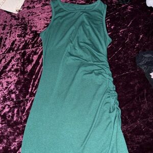 SHEIN Emerald Green Sleeveless Ruched Side Midi Dress